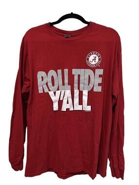 Gildan Alabama Crimson Tide "Roll Tide Y’all" Red Long Sleeve Mens T-shirt Sz L